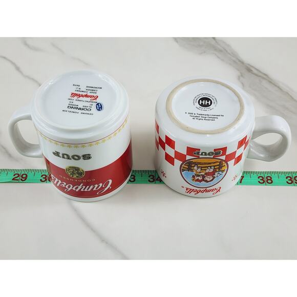 Campbell's Soup Cup Coffee Mug Teacup 10oz 8oz Porcelain 2000 Kids x2 Vintage - Picture 16 of 16